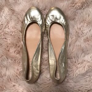 J. Crew Gold Cece Ballet Flats